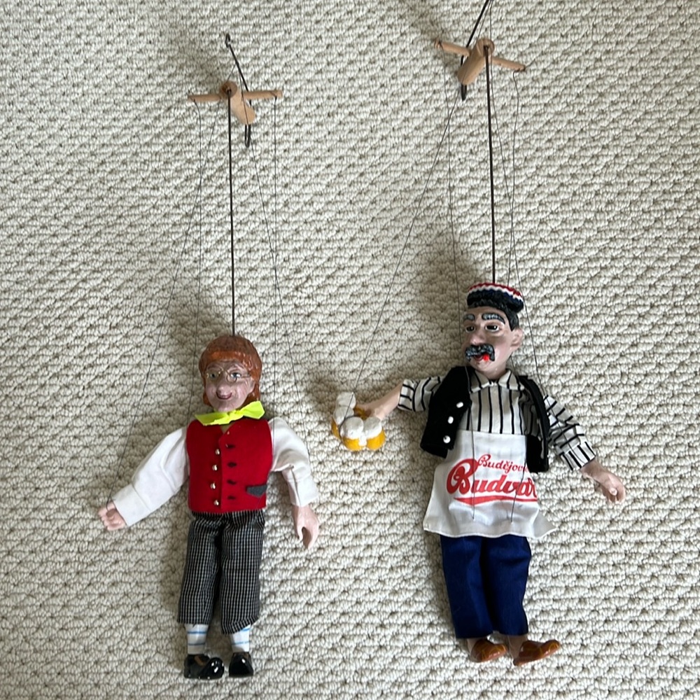 Rare! Set of two vintage Czech puppets, circa 1980s.
